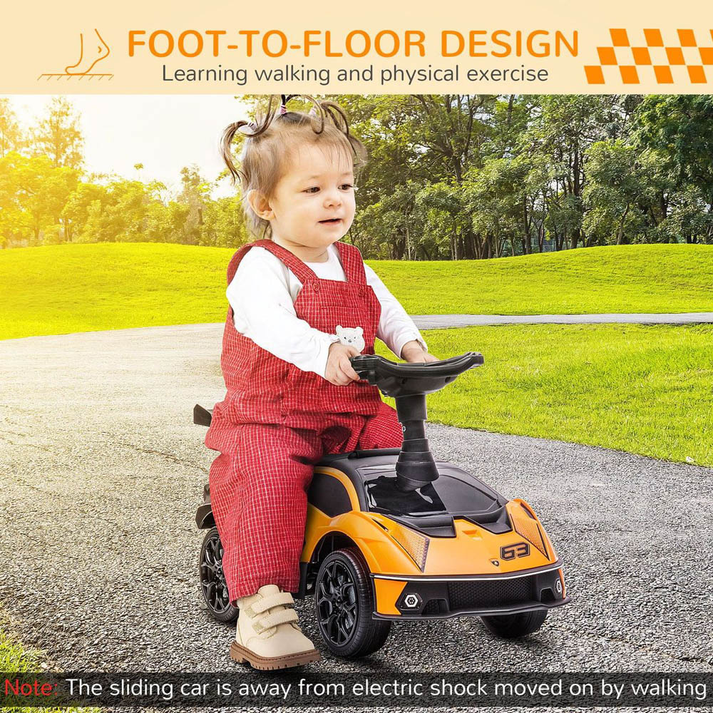 Megastar - Ride On Licensed Lamborghini Signature Push-Along Stroller With Horn Engine Sound And Steering Wheel - Orange