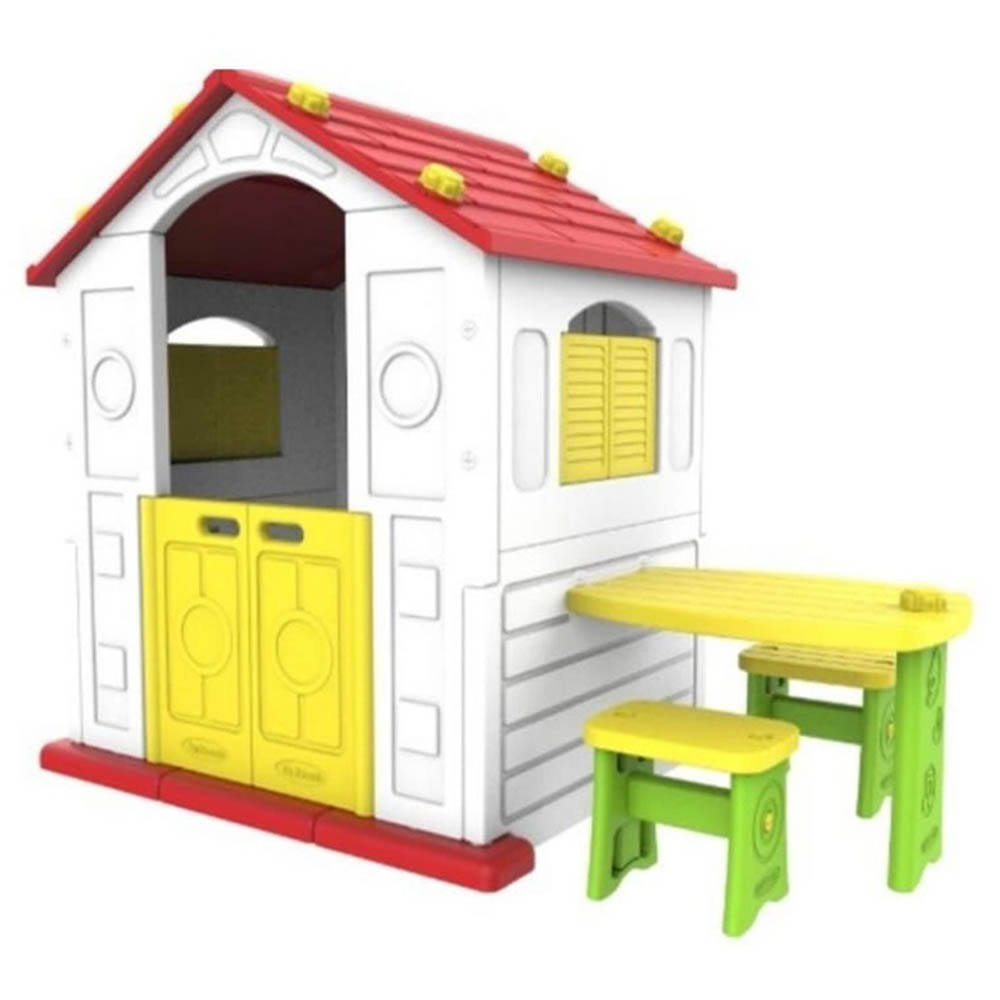 Megastar - Sun N Shine Playhouse With Bbay Swing & Picnic Table & Chairs