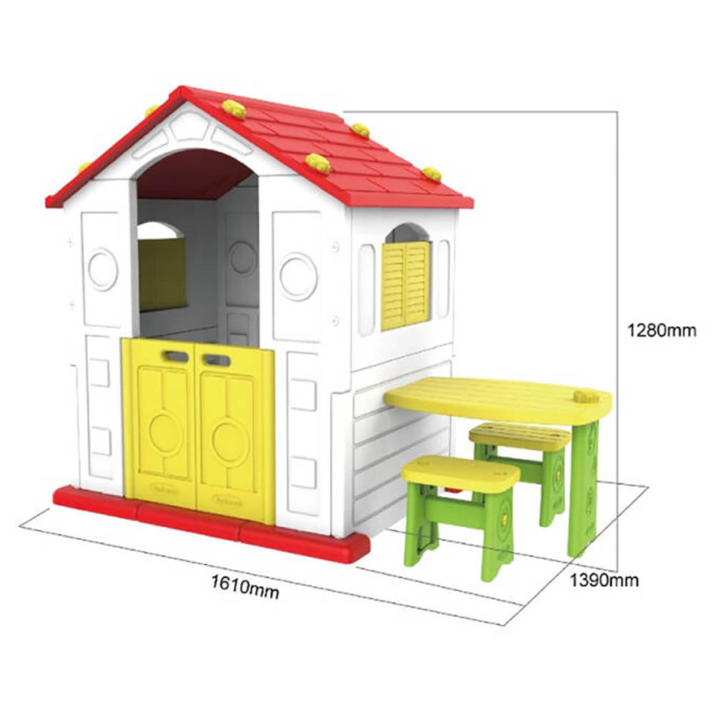 Megastar - Sun N Shine Playhouse With Bbay Swing & Picnic Table & Chairs