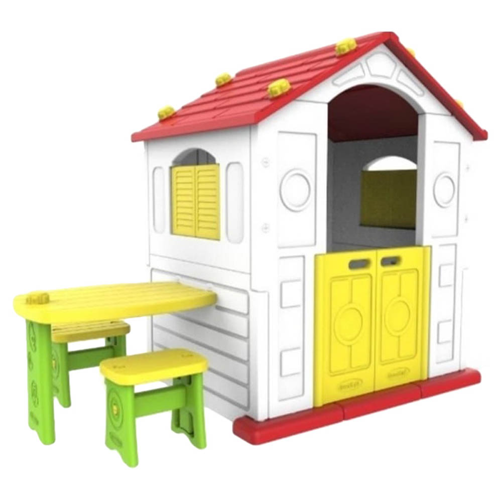 Megastar - Sun N Shine Playhouse With Bbay Swing & Picnic Table & Chairs