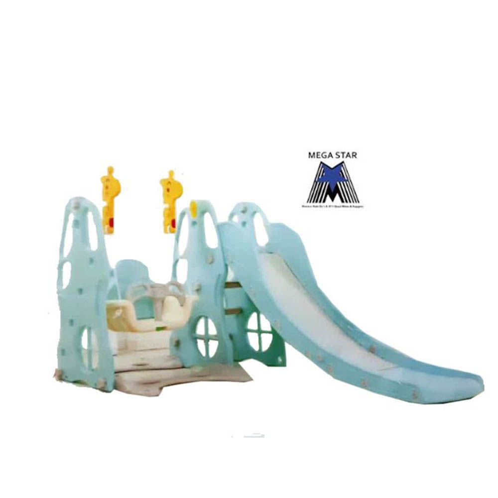 Megastar - Tall Juniors Blue 3 In 1 Giraffy Multi Playset With Slide Swing And Basket Ball Activity