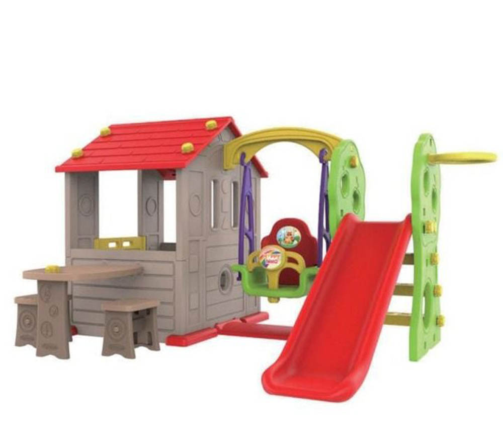 Megastar - Tyke Town Playhouse With Swing Slide & Party Table & Chairs