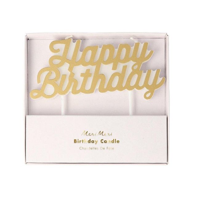 Meri Meri - Gold Happy Birthday Candle