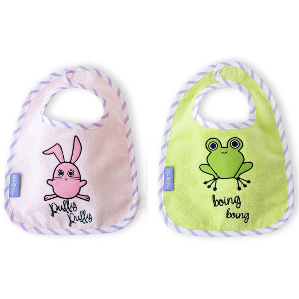 Milk & Moo - Cacha Frog and Canchin Baby Muslin Bib Set 2 Pieces