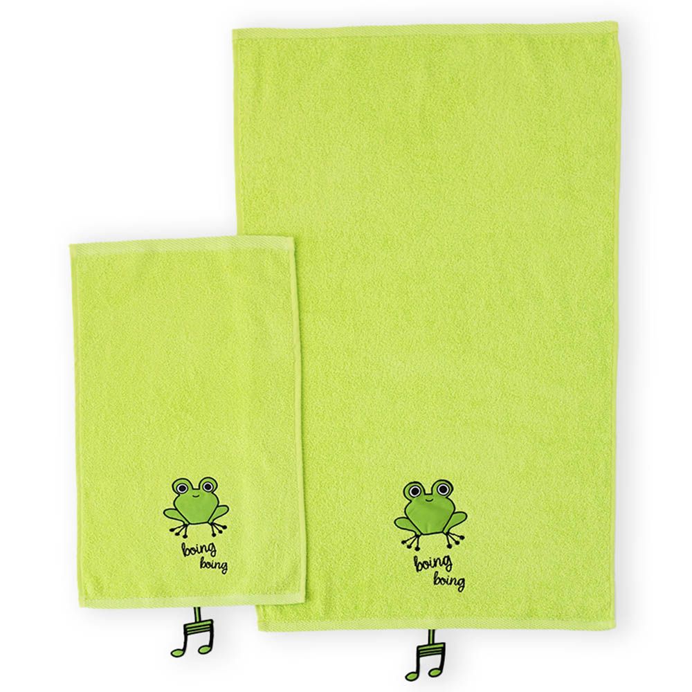 Milk & Moo - Cacha Frog Baby Towel Set Of 2 - Green