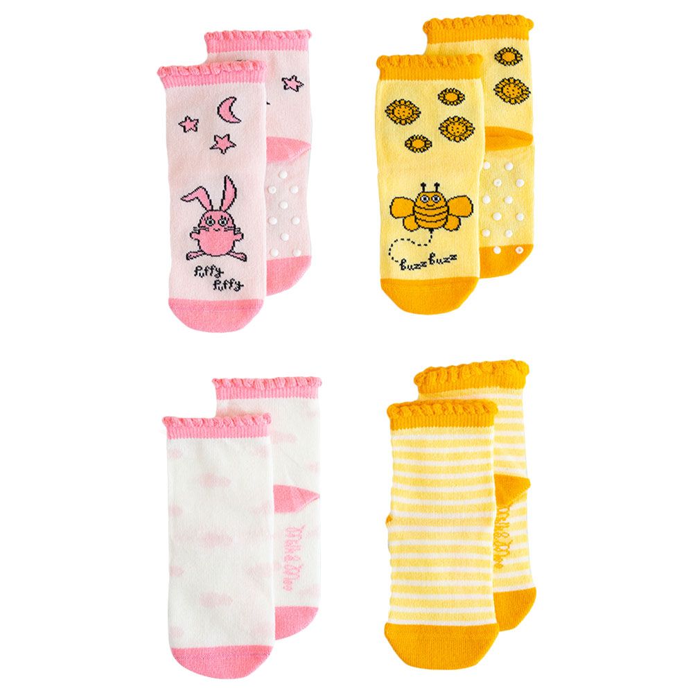 Milk&Moo Buzzy Bee & Canchin Rabbit Baby Socks 4pcs 0-12M