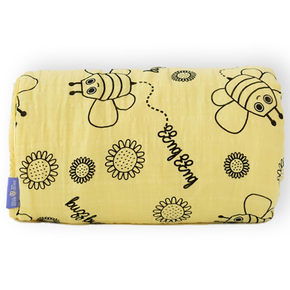 Milk&Moo - Buzzy Bee Muslin Fiber Filled Blanket - Yellow