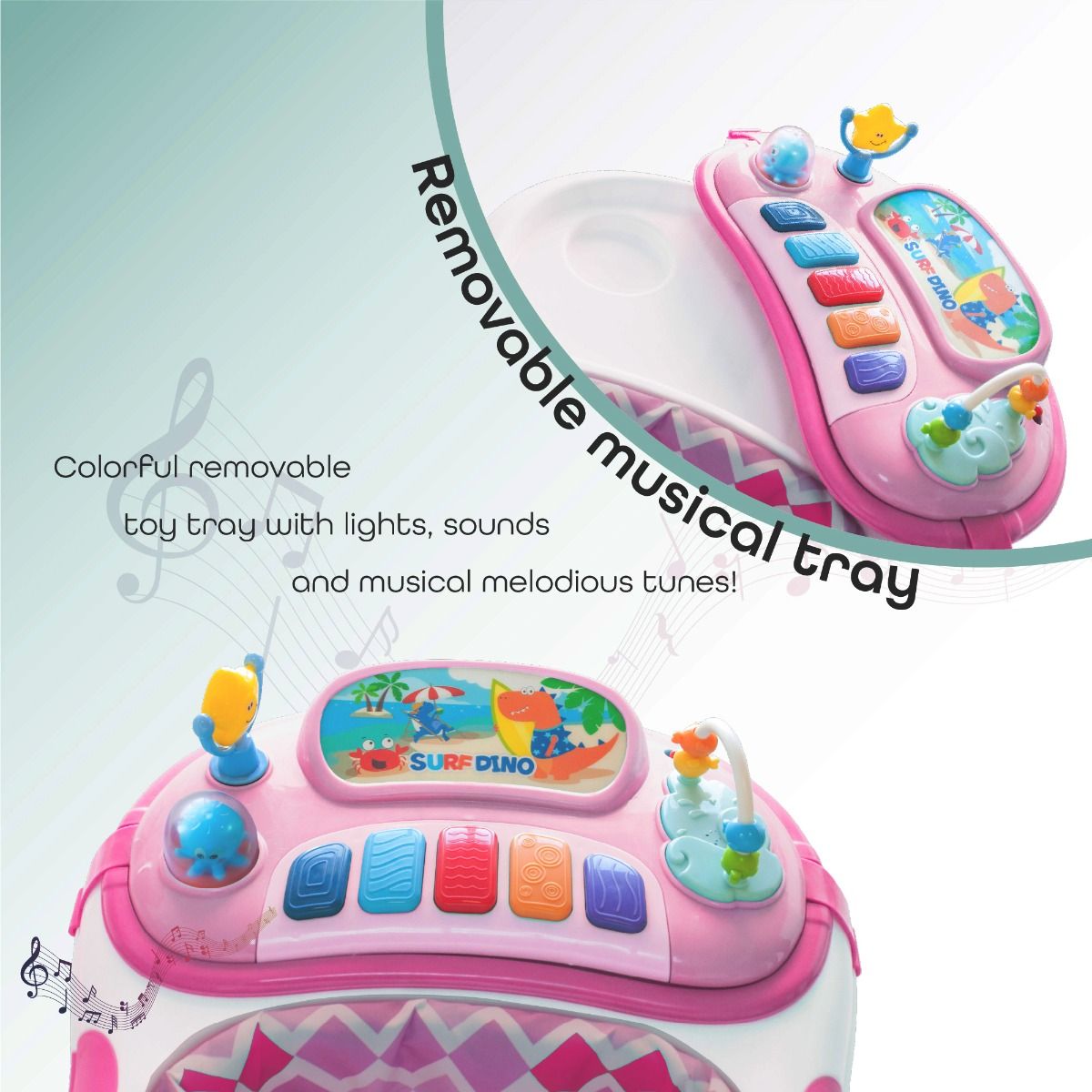 Moon - Pace Baby/Child Walker With Music & Toys - Pink, 6m