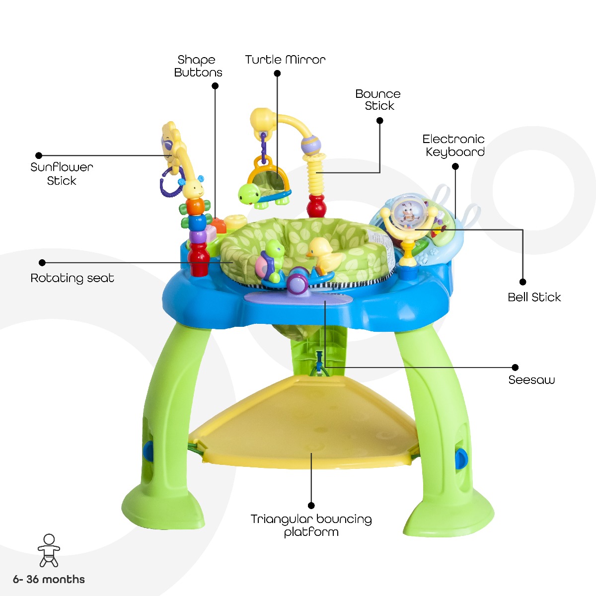 Moon - Baby Jumper Music and Interactive Toys - Blue
