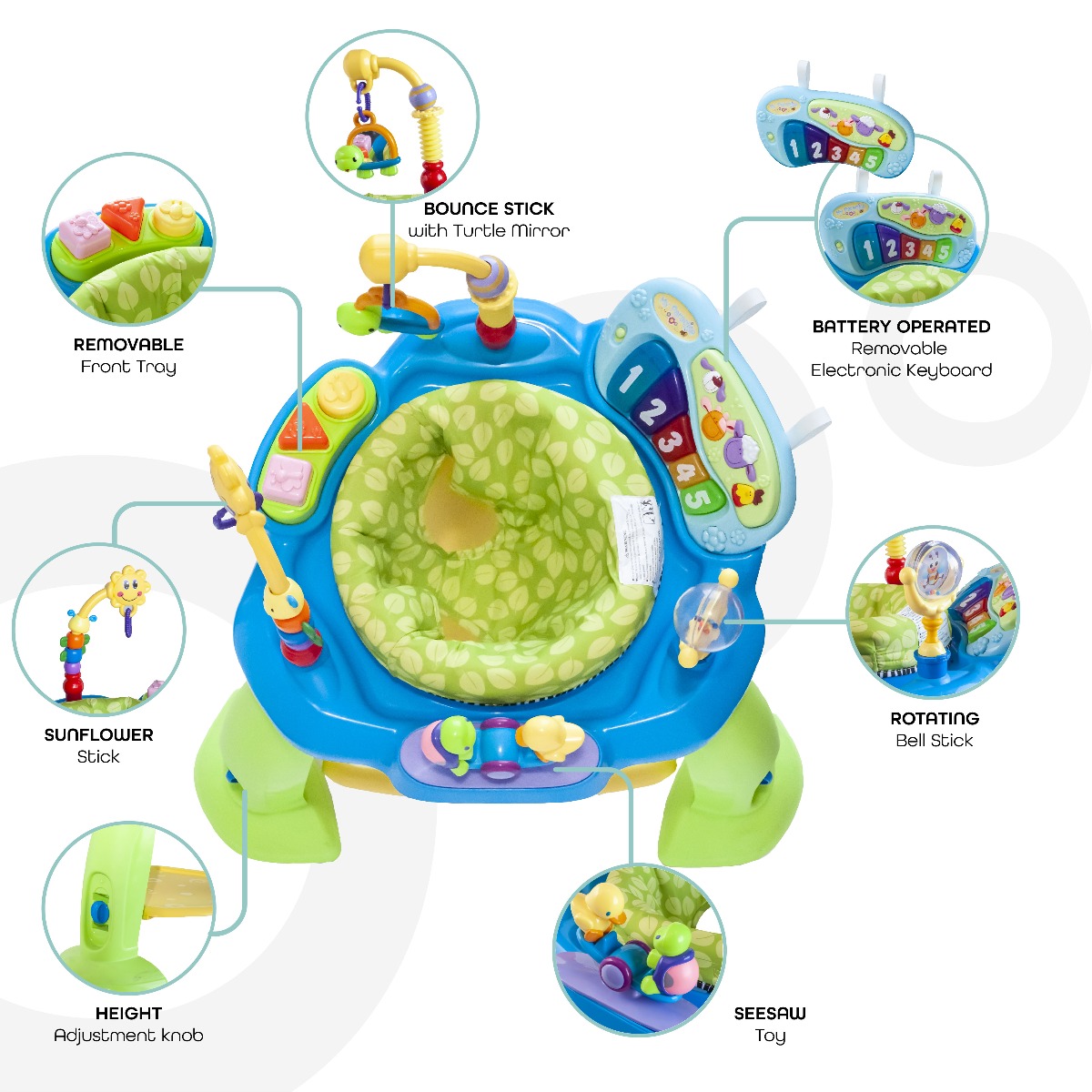 Moon - Baby Jumper Music and Interactive Toys - Blue