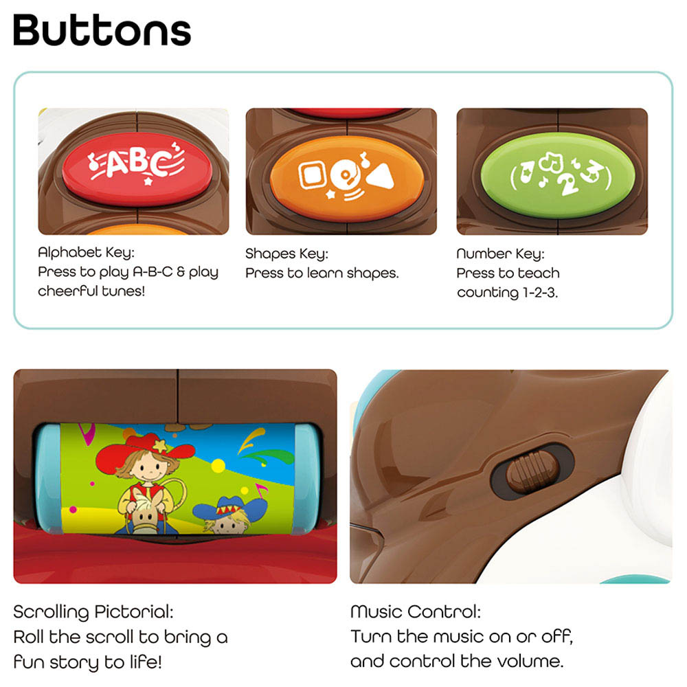 Moon - 2-in-1 Rocking and Riding Pony Kids Toy with Lights, Music, Alphabets and Counting