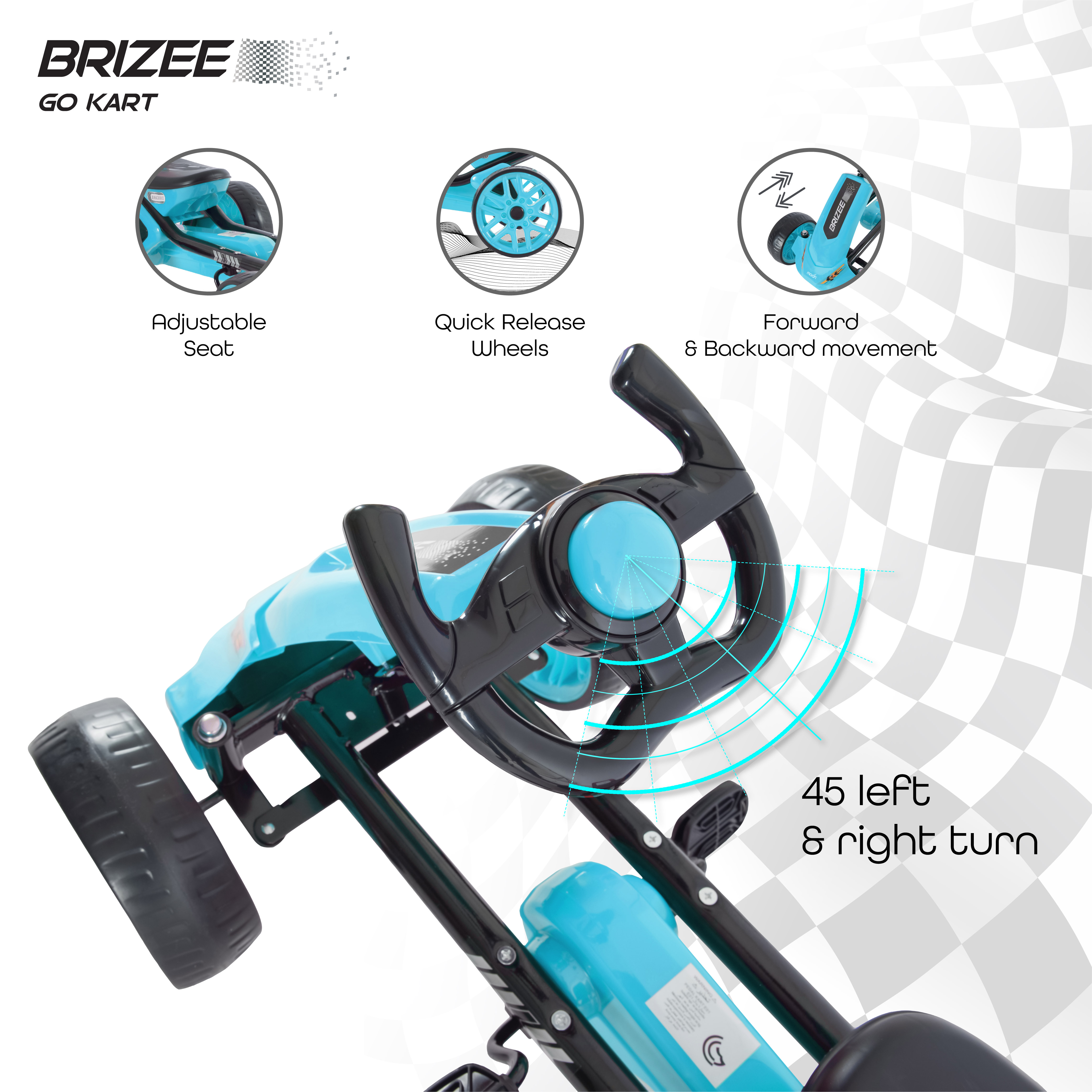 Moon - Brizee Baby Pedal Go Kart Ride On - Blue and Black