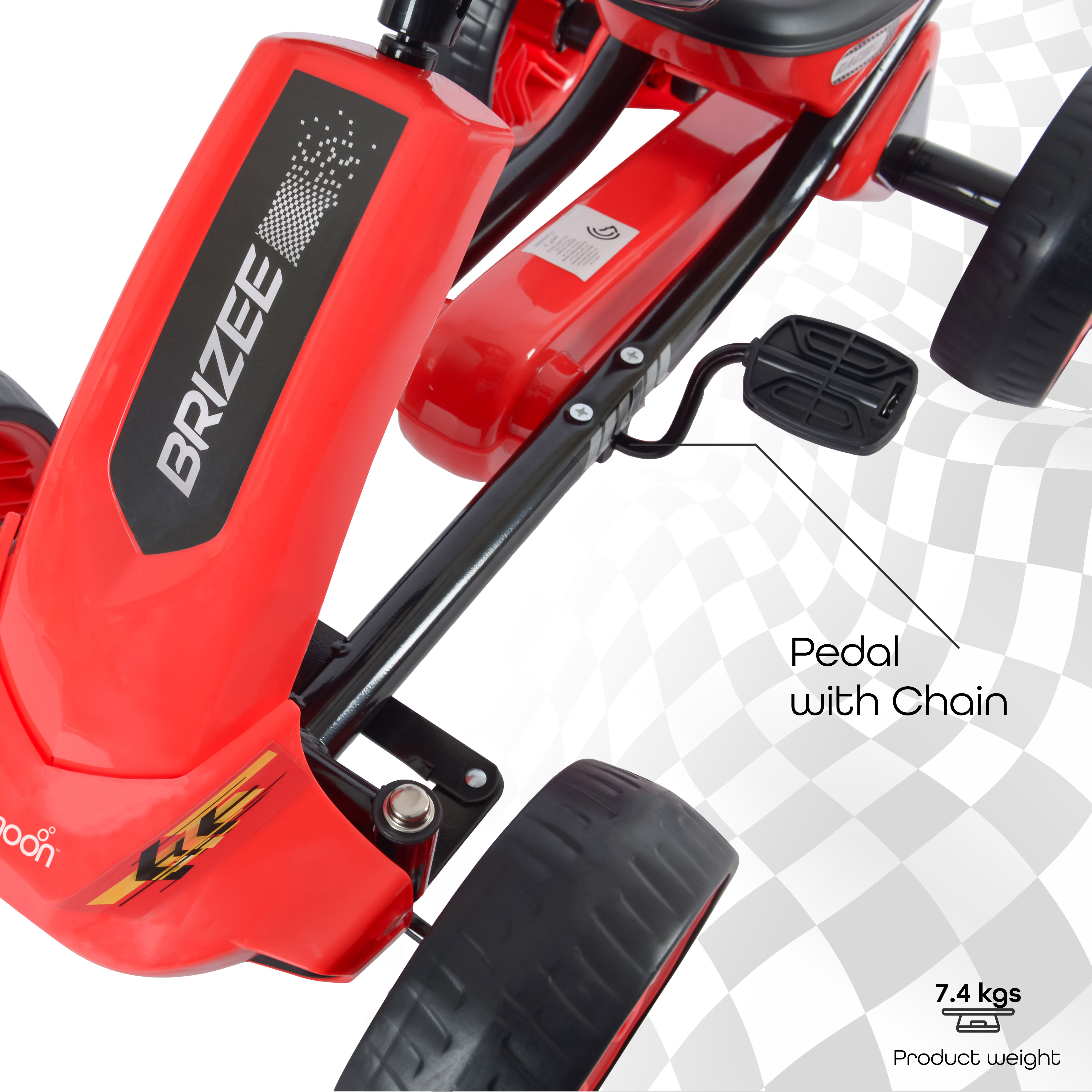 Moon - Brizee Baby Pedal Go Kart Ride On - Red and Black