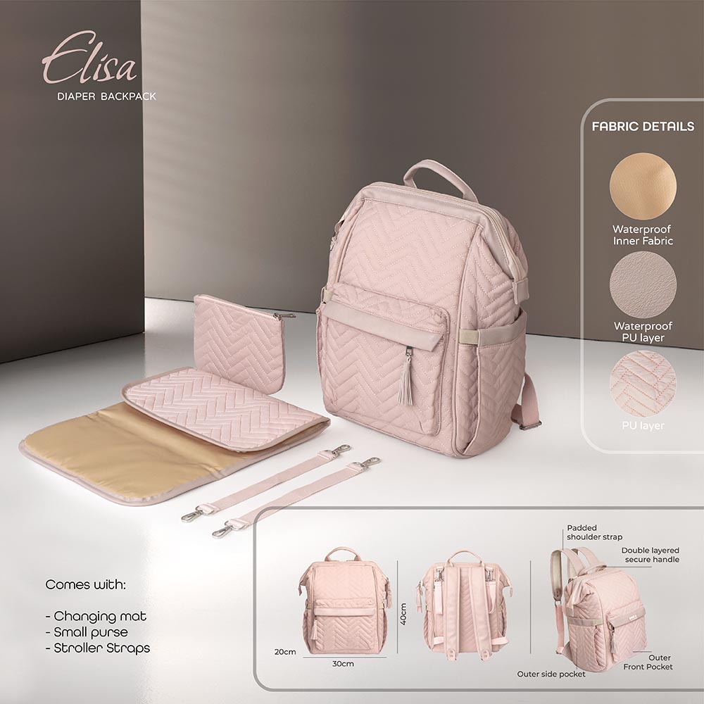 Diaper top backpack pink