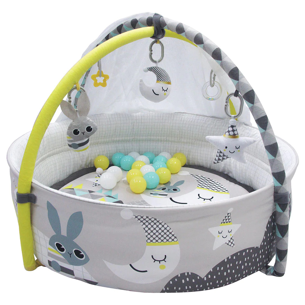 Moon - Good Night Baby Pool Mat with Mosquito Net 20 Pcs Balls - Multicolor