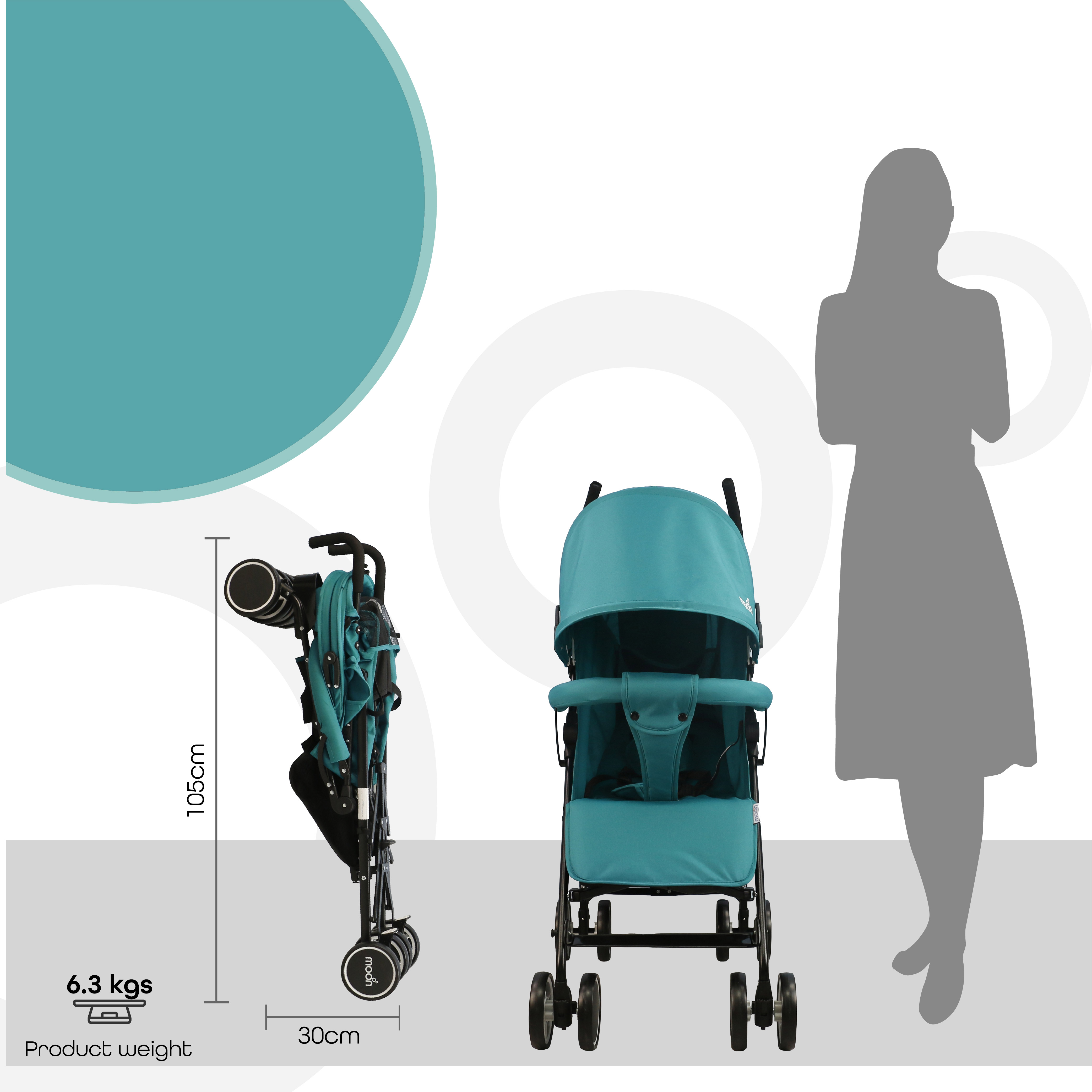 Moon - Neo Plus Light Weight Travel Stroller - Sea Blue
