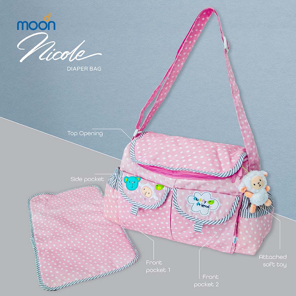 Moon - Nicole Stylish Maternity Diaper Bag - Pink