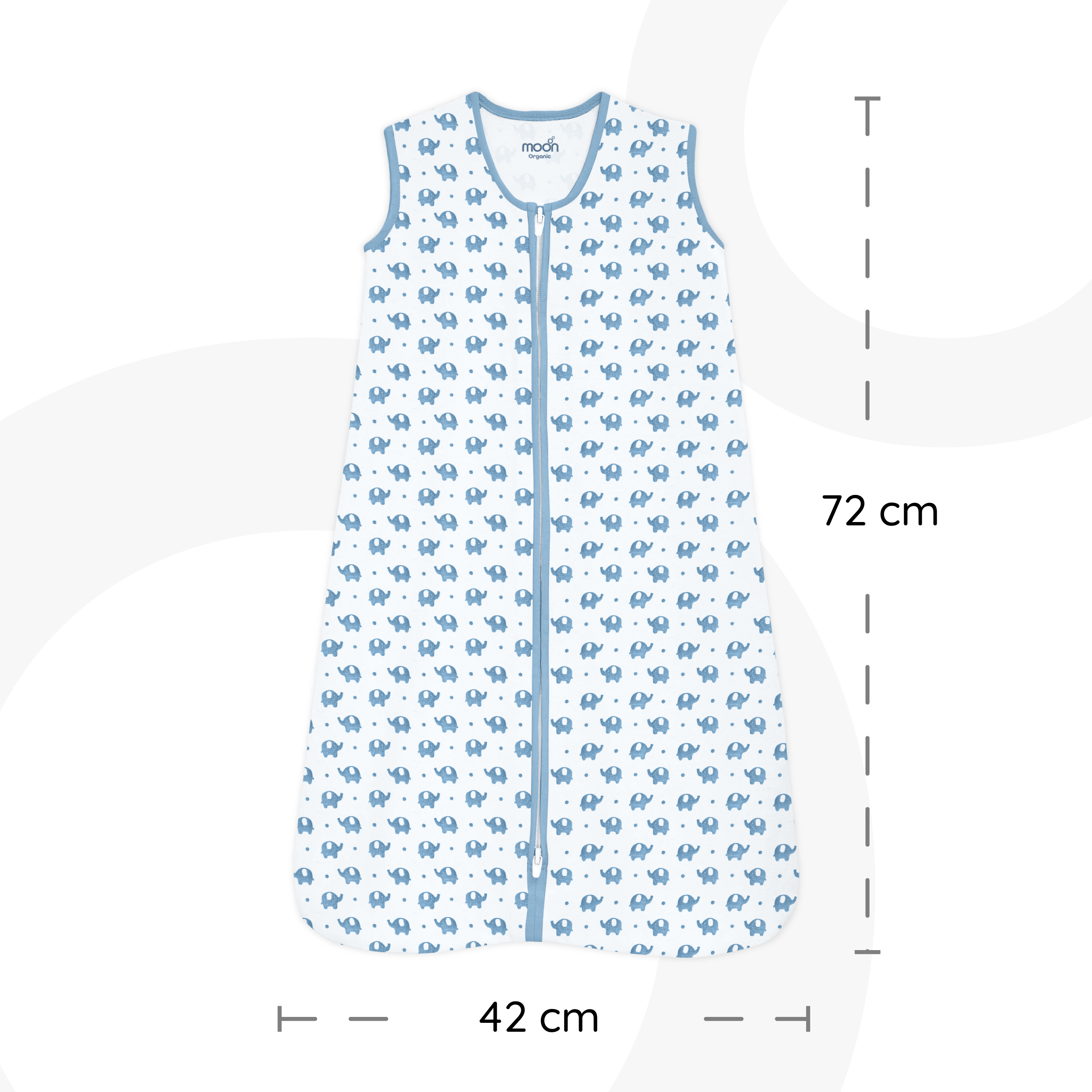 Moon - Organic Baby Sleep Sack Pack Of 2 (Large) - Blue & White With Elephant Print