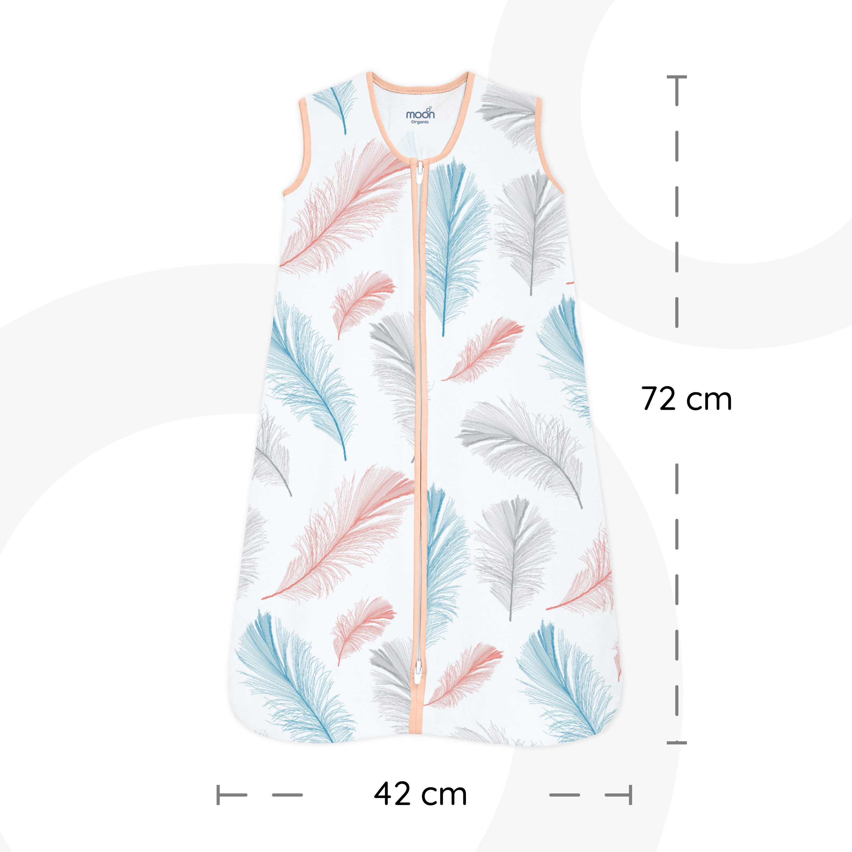 Moon - Organic Baby Sleep Sack Pack Of 2 (Large) - Pink & White With Feather Print