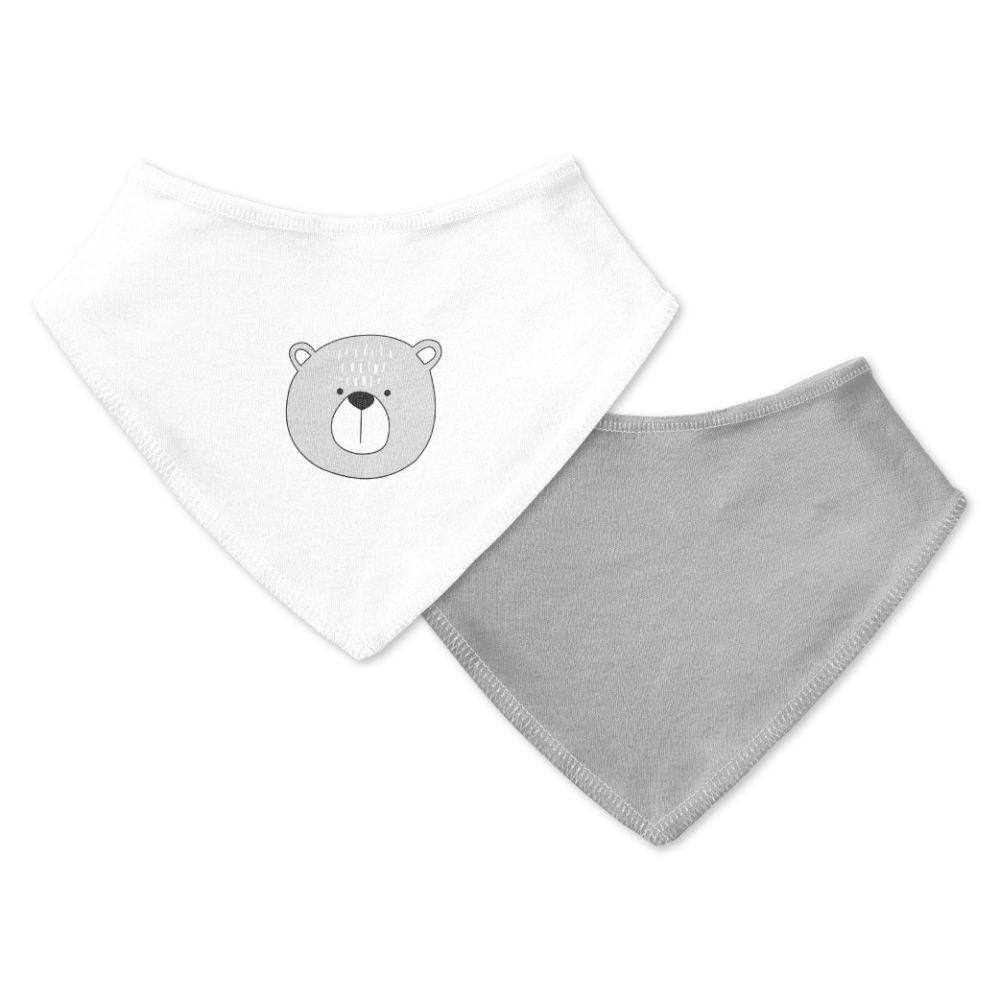 Moon - Organic Bandana Bibs Pack of 2 - Bear & Grey