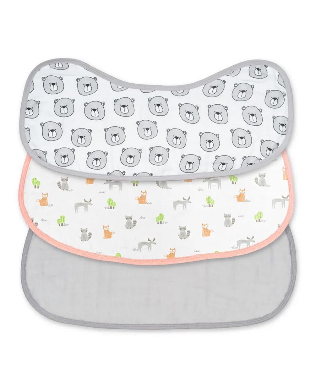 Moon - Organic Burpy Bib Pack of 3 - Forest & Grey