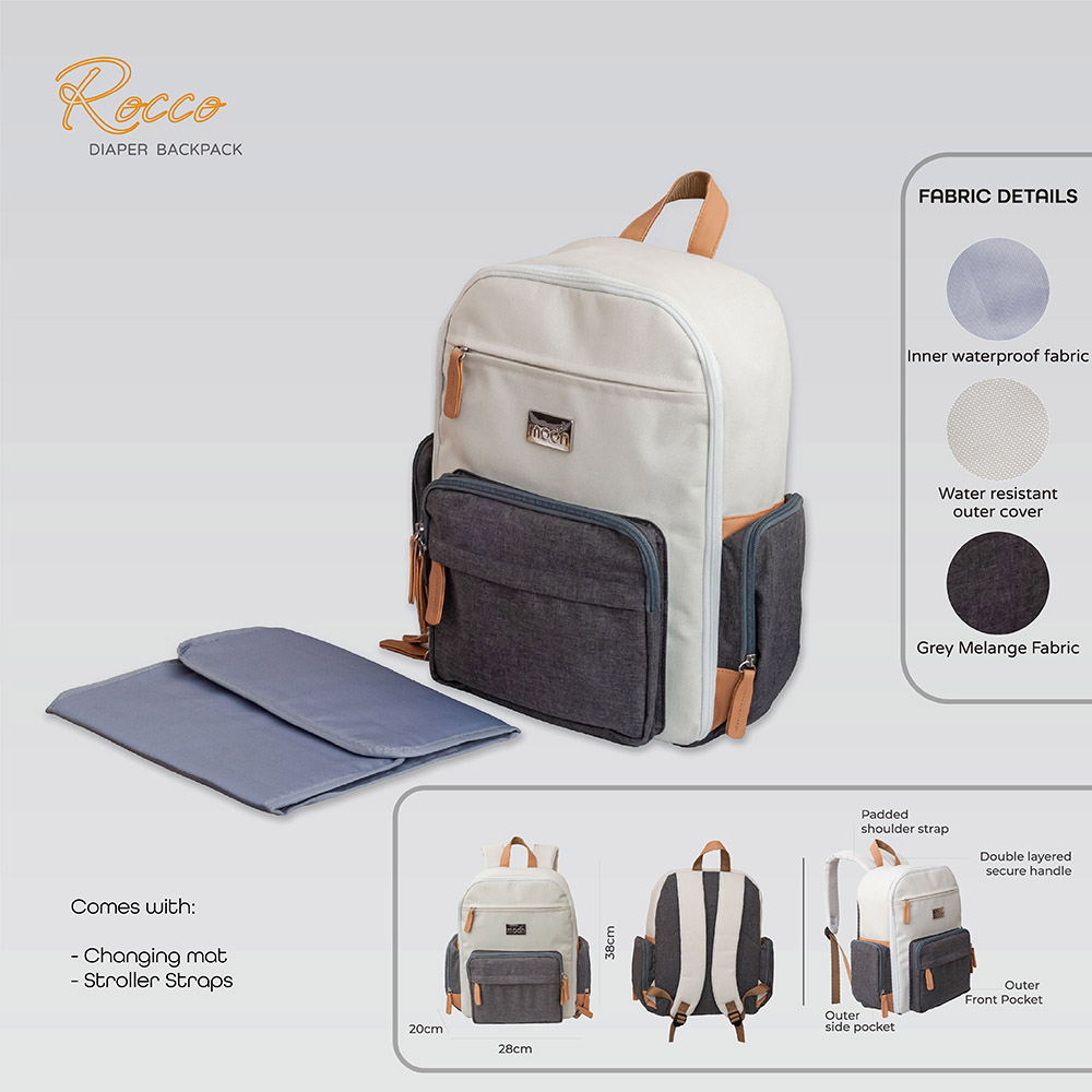 Moon - Rocco Diaper Backpack - Grey Melange