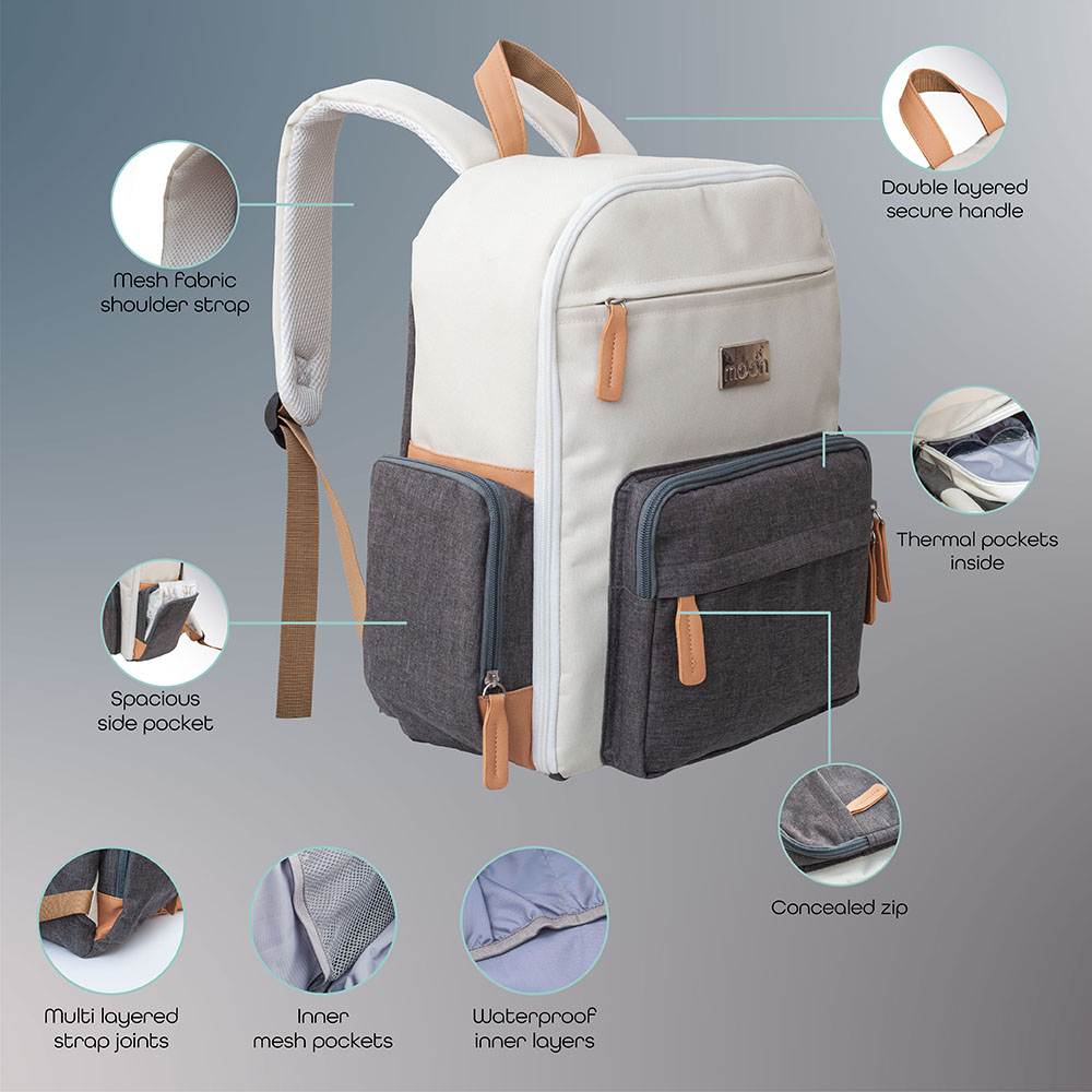 Moon - Rocco Diaper Backpack - Grey Melange