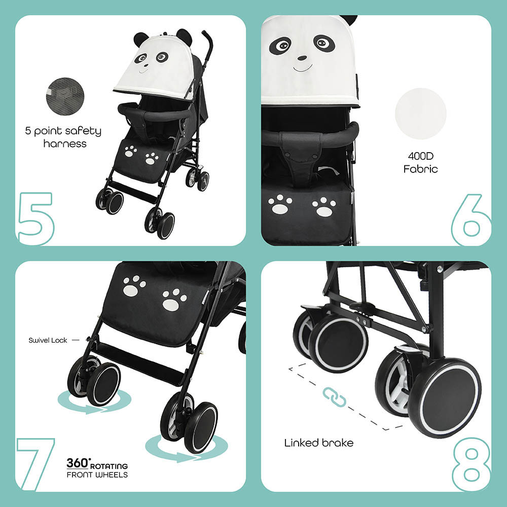 Moon - Safari Ultra Light Weight/Character Baby Stroller - Panda