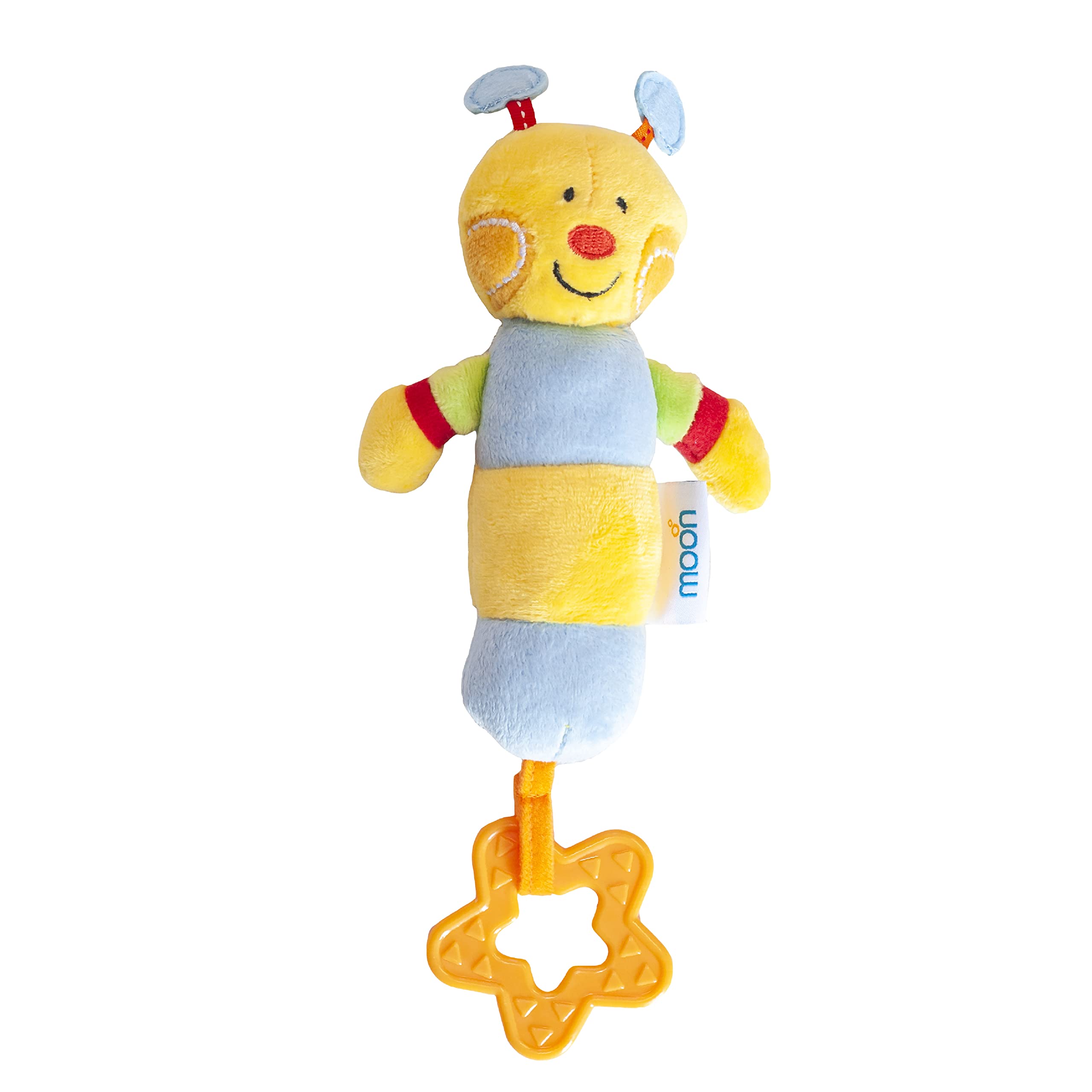 Moon - Soft Rattle Plush Toy with Squeaker sounds and Teether From 6 months and Above - Bee