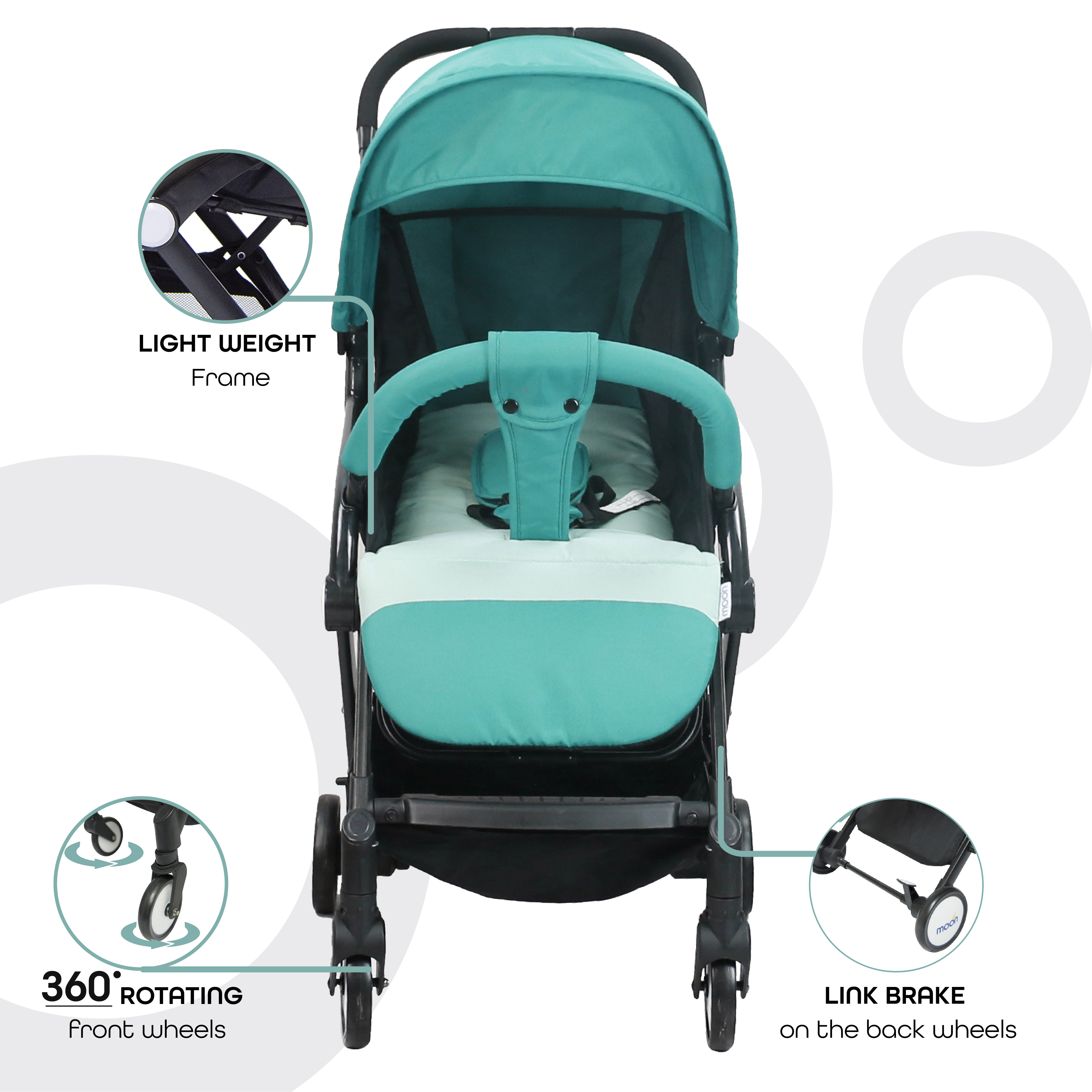 Moon - Travel-Lite Cabin Stroller - Sea Blue