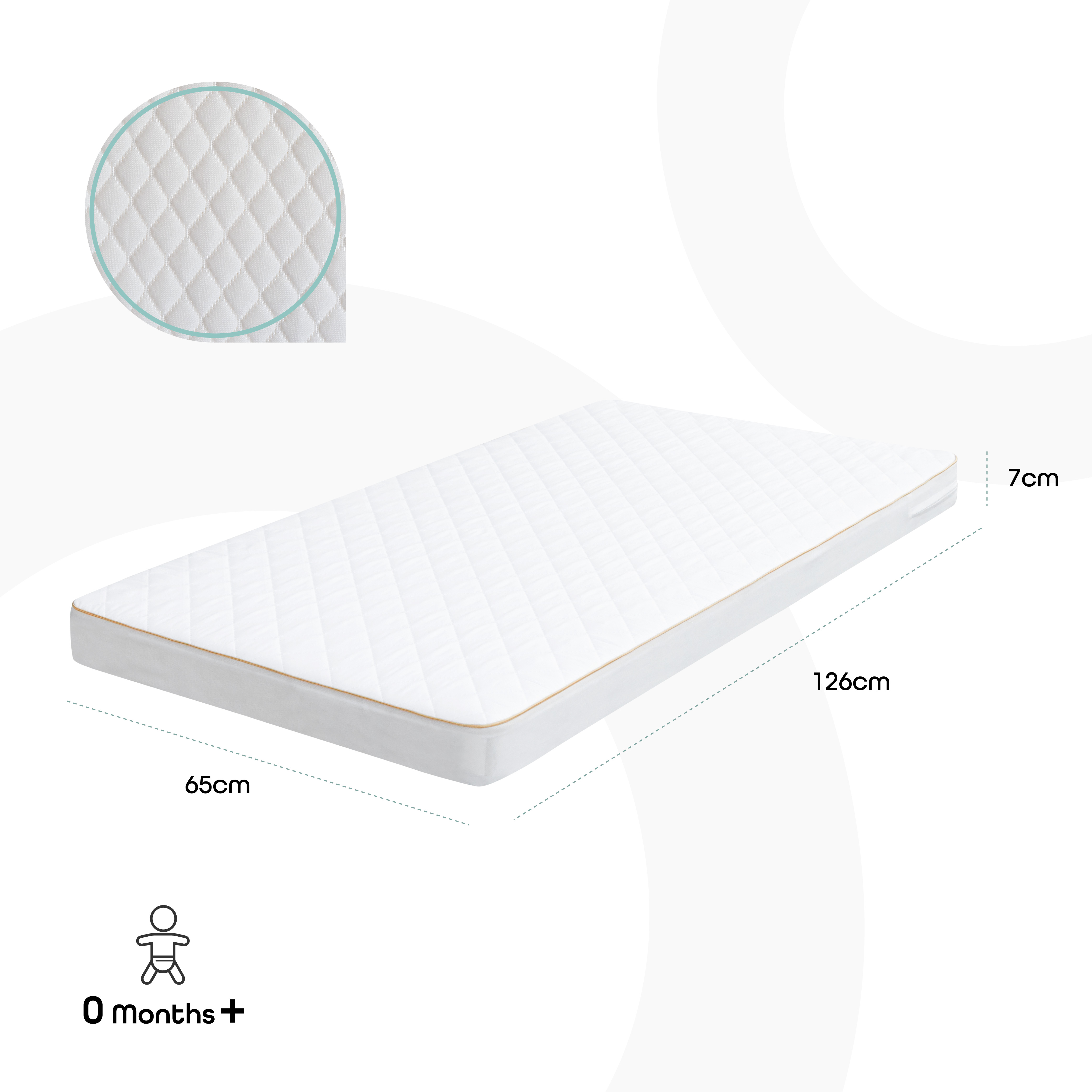 Moon - Wooden Portable Crib(129X69X96 Cm) - Dark Choclate + Moon - Crib Mattress - White