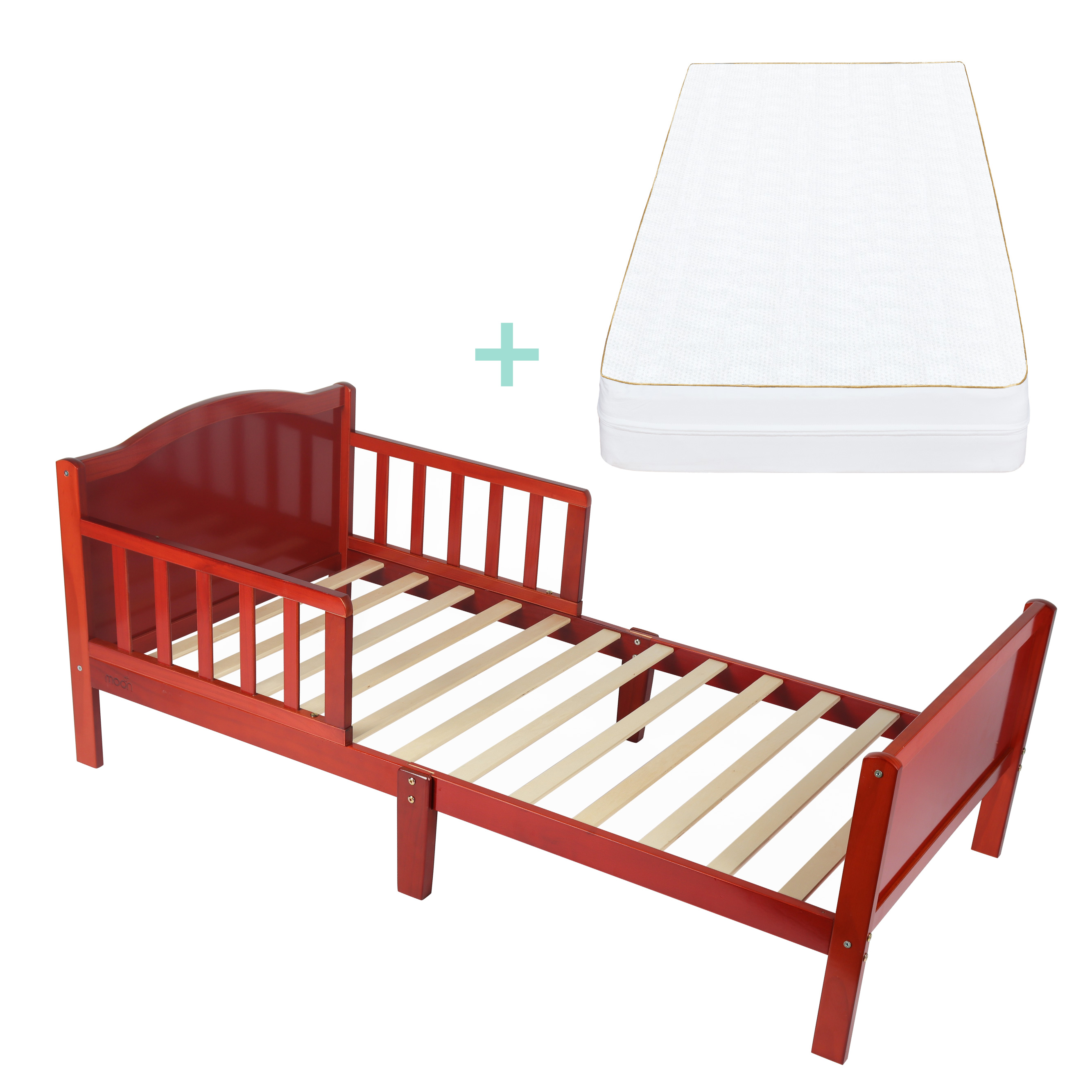 Moon - Wooden Toddler Bed(143 X 73 X 60) - Brown + Moon - White