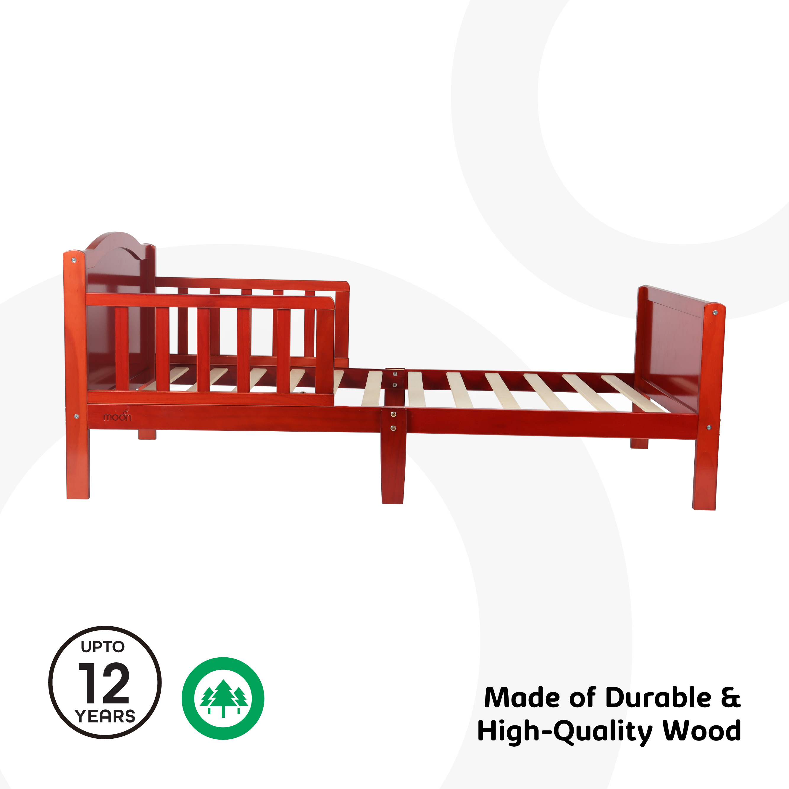 Moon - Wooden Toddler Bed(143 X 73 X 60) With Safety Guard Rail - Brown