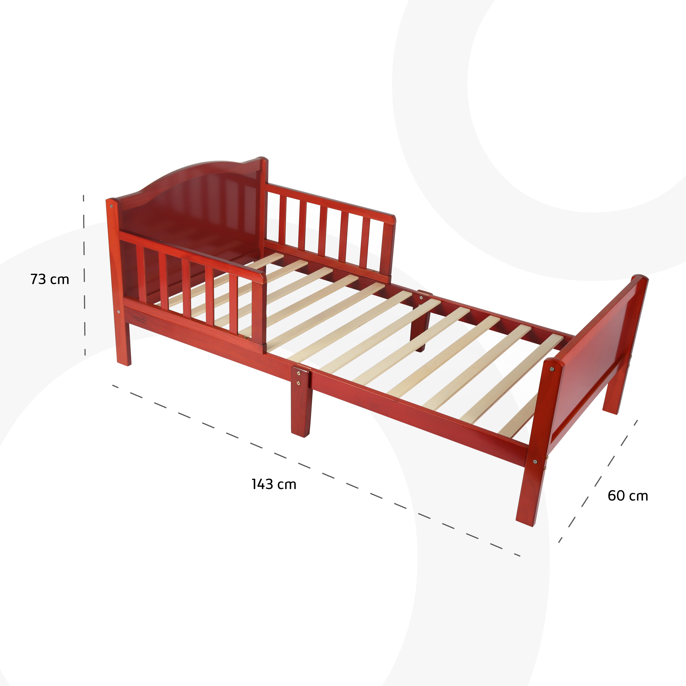 Moon - Wooden Toddler Bed(143 X 73 X 60) With Safety Guard Rail - Brown