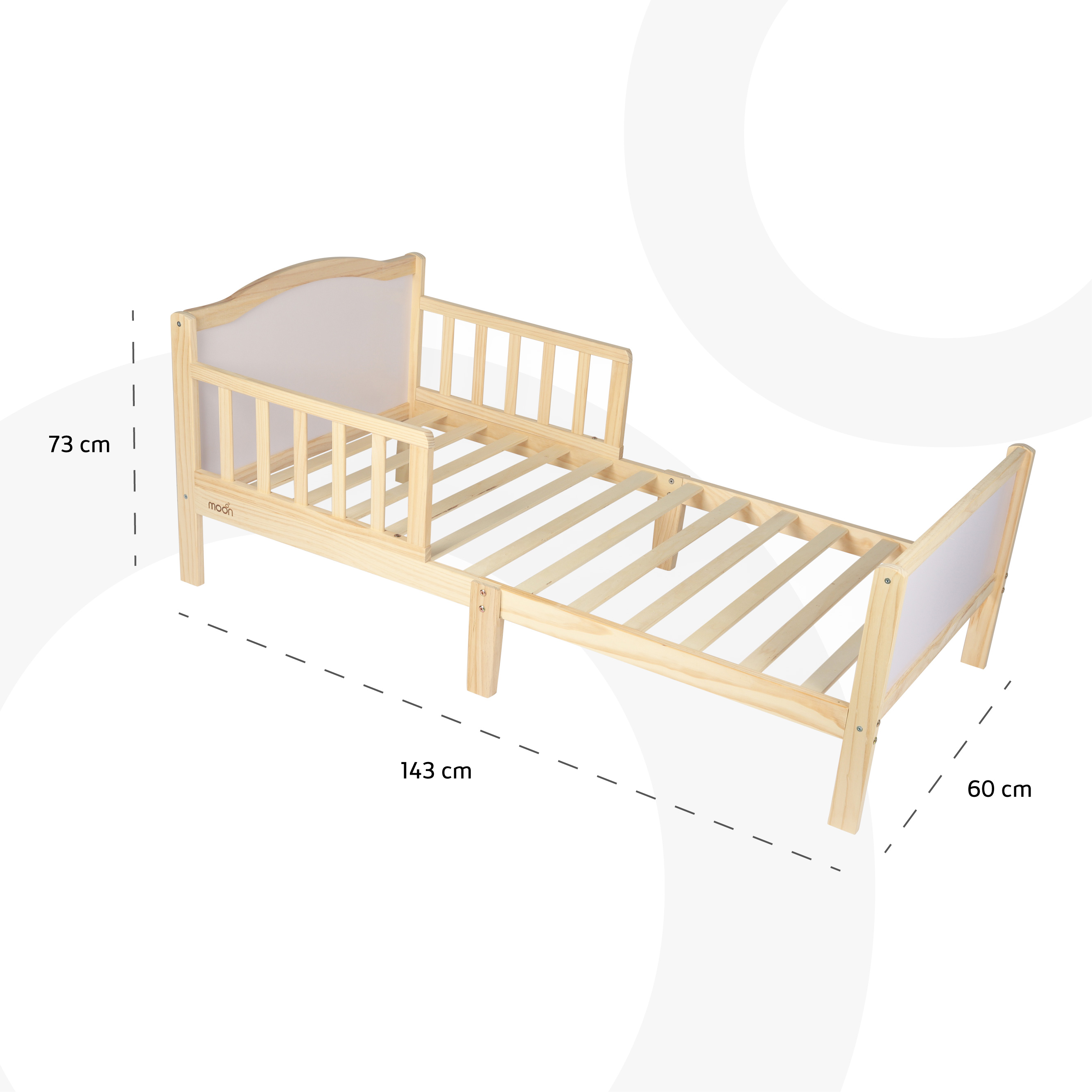 Moon - Wooden Toddler Bed(143 X 73 X 60) With Safety Guard Rail - Natural Wood