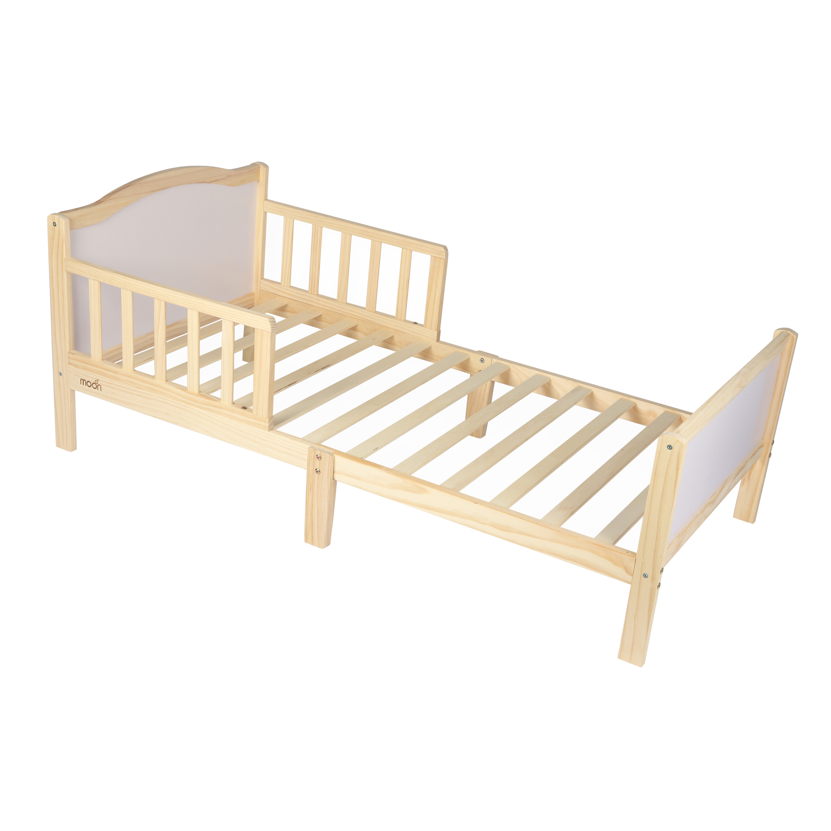 Moon - Wooden Toddler Bed(143 X 73 X 60) With Safety Guard Rail - Natural Wood