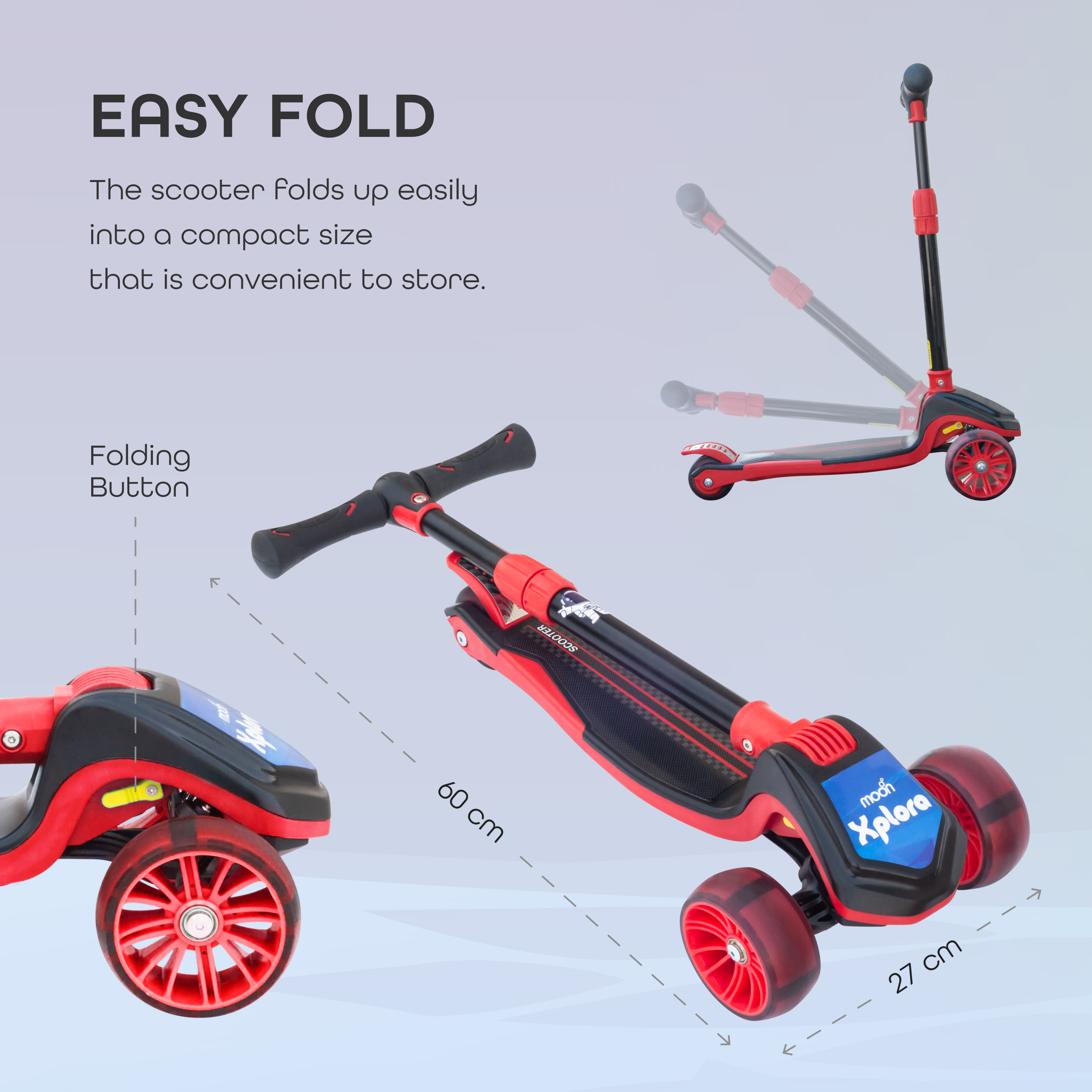 Moon - Xplora Baby 3 Wheel Scooter - Red and Black