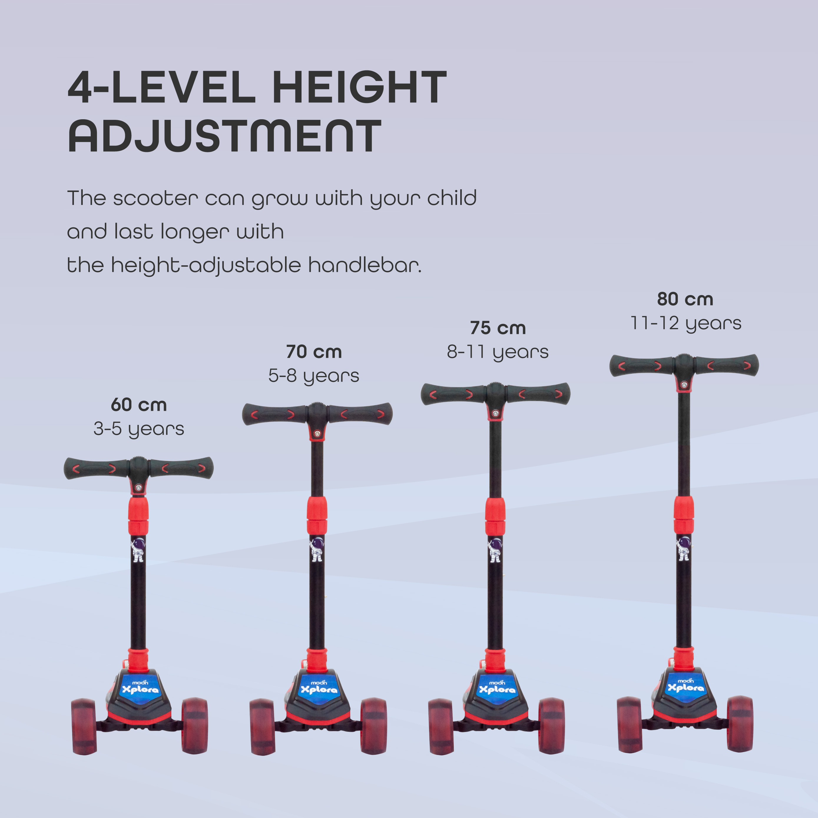 Moon - Xplora Baby 3 Wheel Scooter - Red and Black