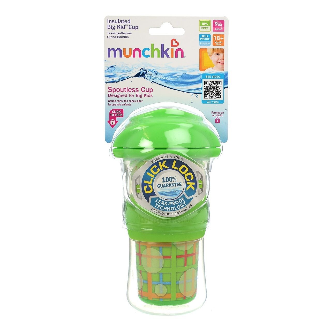 Munchkin 9oz Click Lock Insulated Big Kid Cup - Green