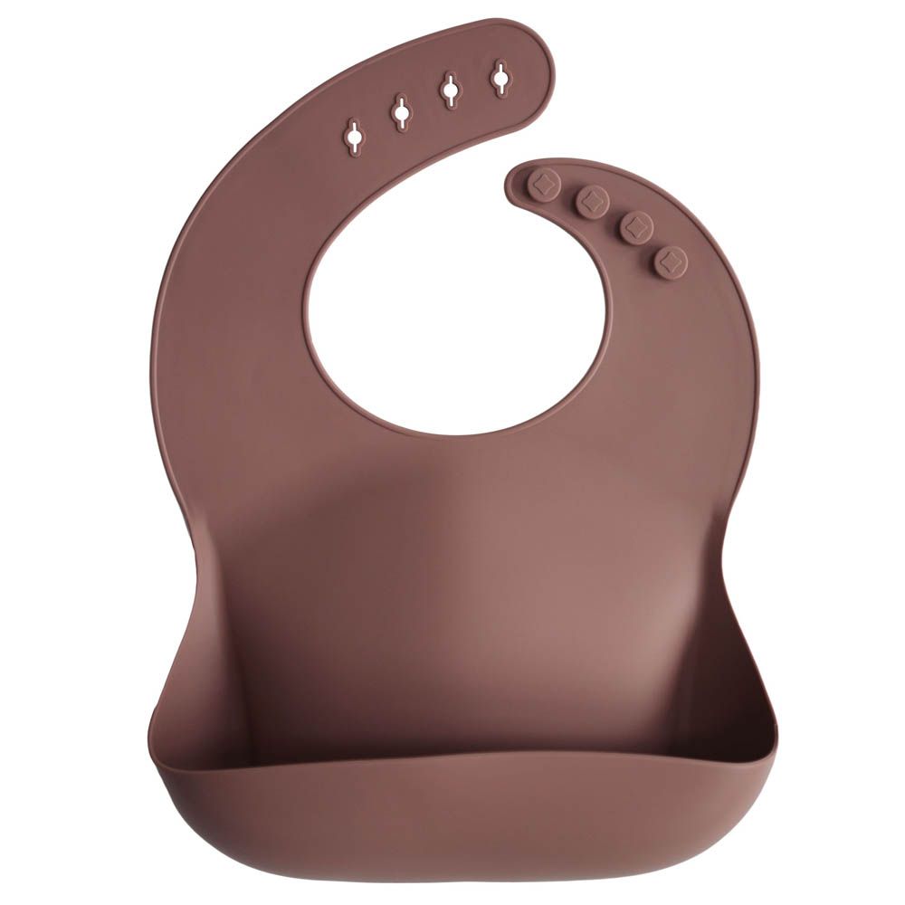 Mushie - Silicone Baby Bib Solid Colors - Woodchuck