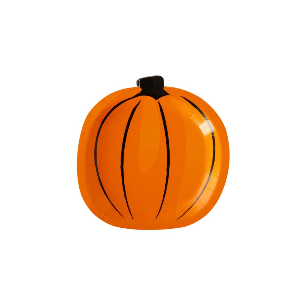 My Mind's Eye - Boo Crew Watercolor Pumpkin Shaped Plate set