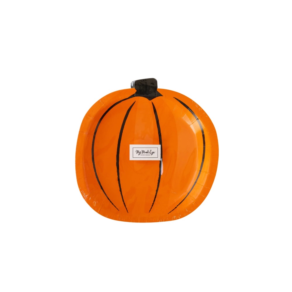My Mind's Eye - Boo Crew Watercolor Pumpkin Shaped Plate set