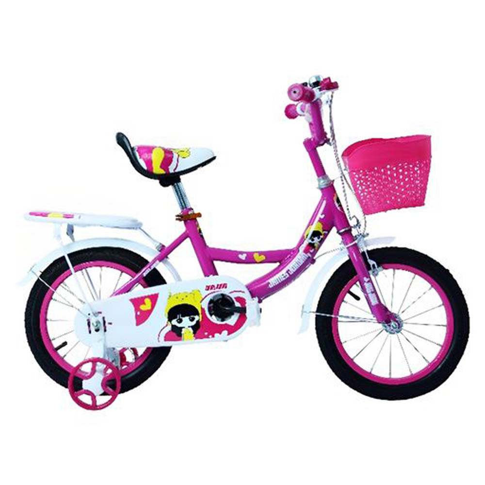 Myts - JNJ Kids 16 inch Bicycle With Basket Dark - Pink