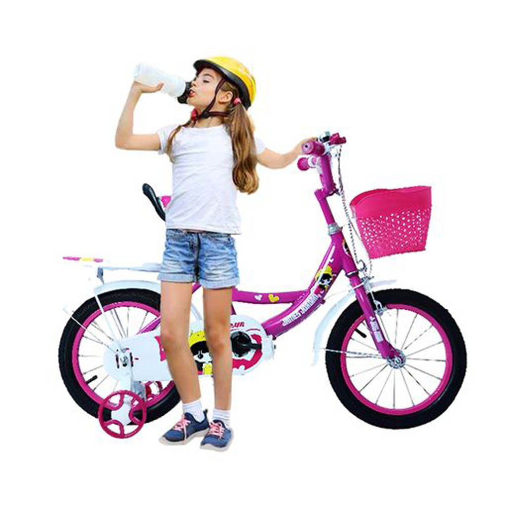 Myts - JNJ Kids 16 inch Bicycle With Basket Dark - Pink