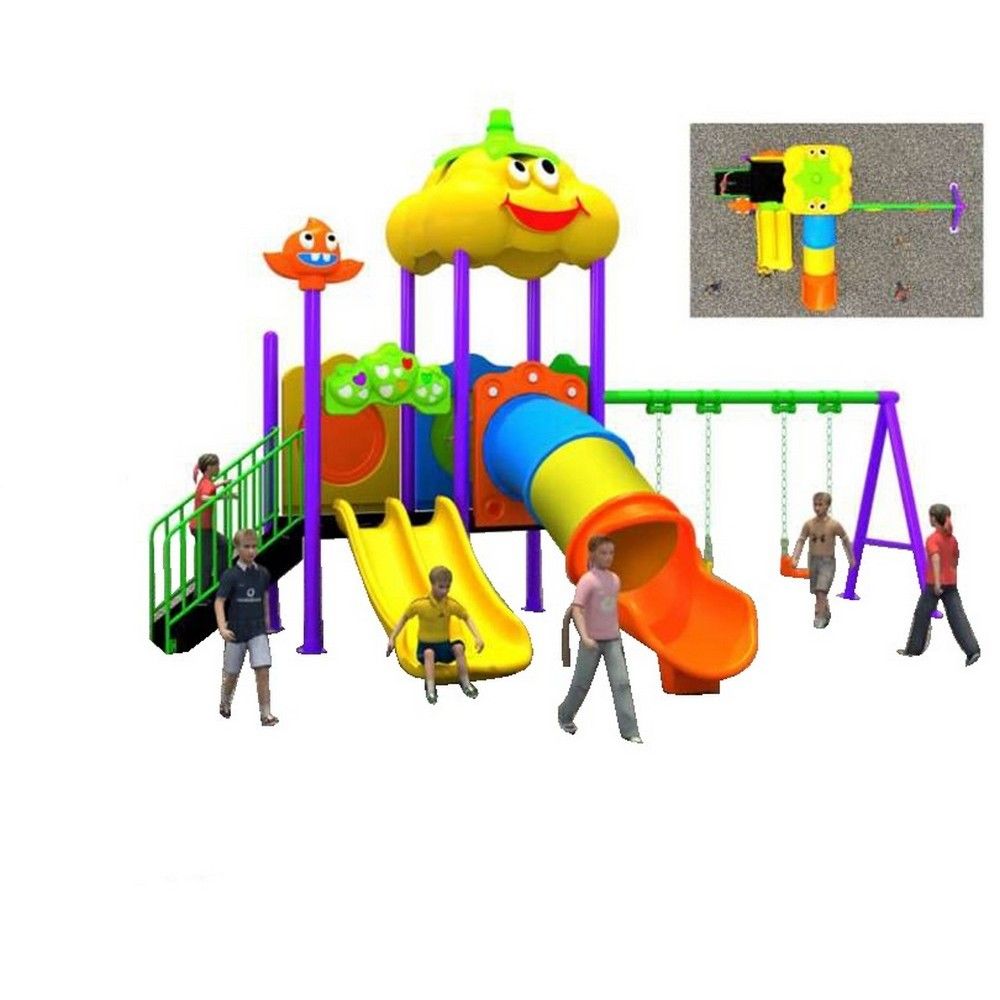 Myts - Mega Fellow Kids Tube Slide And Swings - Yellow