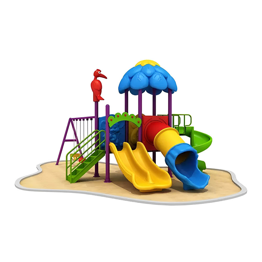 Myts - Outdoor Activity Playcentre With Series of Slides and 3 Swings for Kids - Assorted