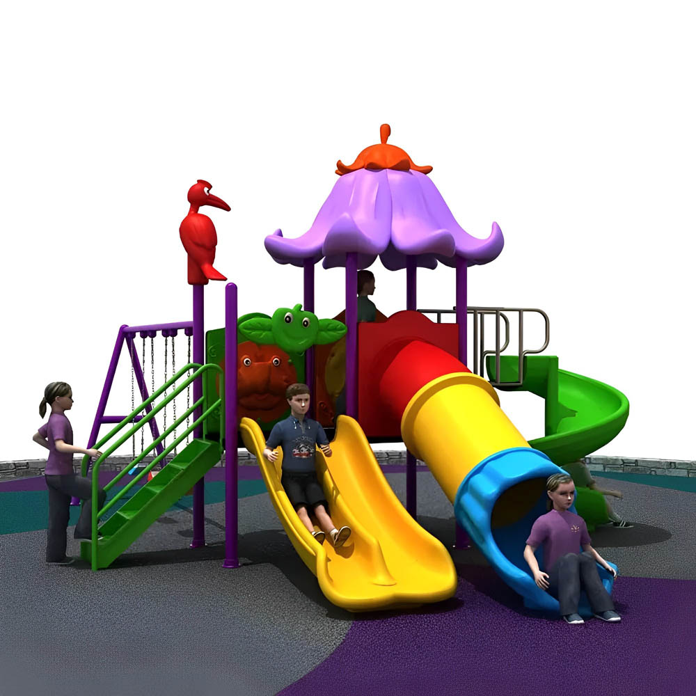 Myts - Outdoor Activity Playcentre With Series of Slides and 3 Swings for Kids - Assorted
