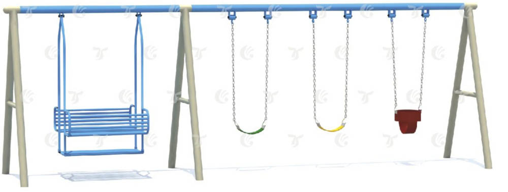 Myts - Outdoor Swing Combo Double Swing and 3 Play Swings For Kids With Height 2.5 Meter