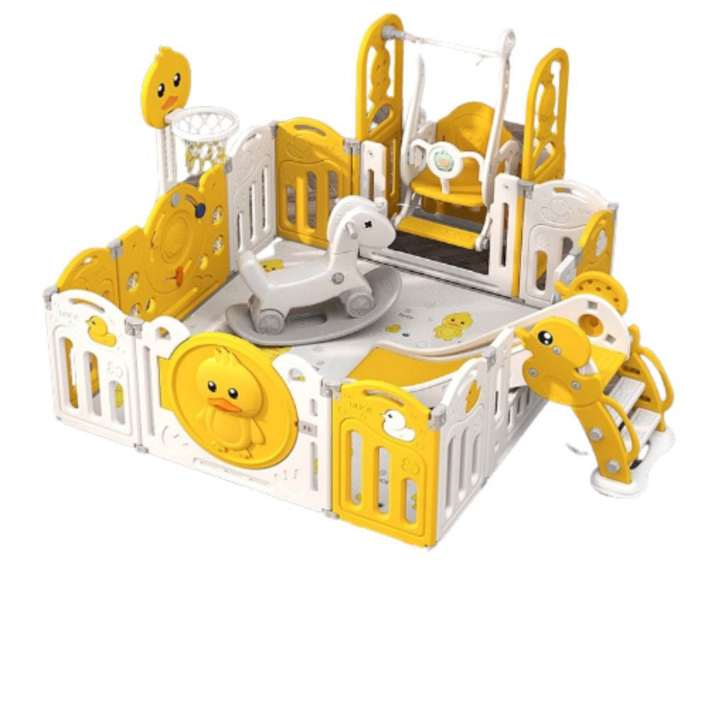 Myts - Playpen With Swing /slide/ Rocking Horse and Basketball Hoop - Yellow