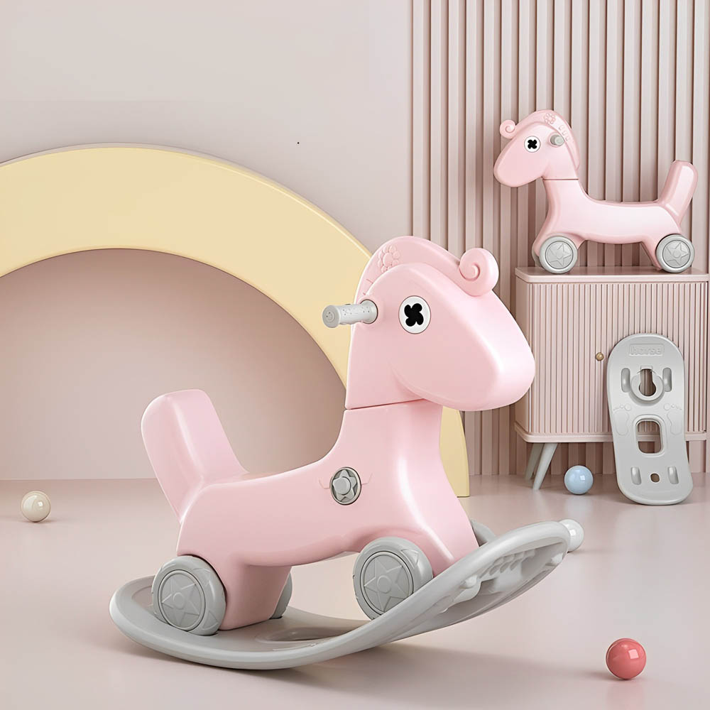 Myts - Playpen With Swing /slide/ Rocking Horse/ Basketball Hoop /ball Pit and Storage Cabinet for Kids - Pink